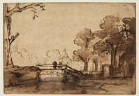 O+ 056
<br/>
Landschap met een brug
<br/>
<em>Rembrandt (1606-1669)</em>